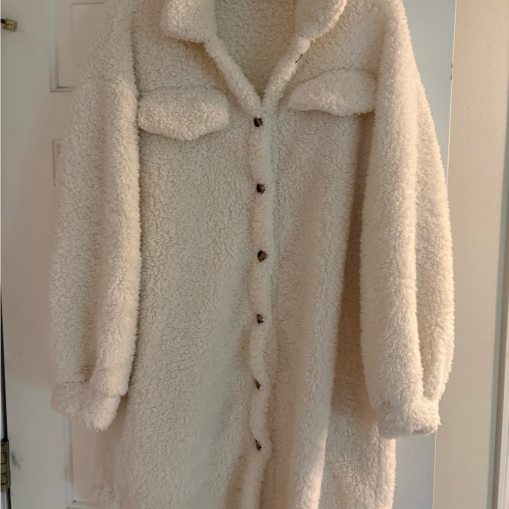 Cozy Cream Sherpa Button-Front Jacket